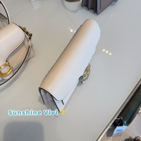 NWT Coach CX245 Tabby Chain Clutch Bag With Pave Crystals Chalk - Picture 5 of 7